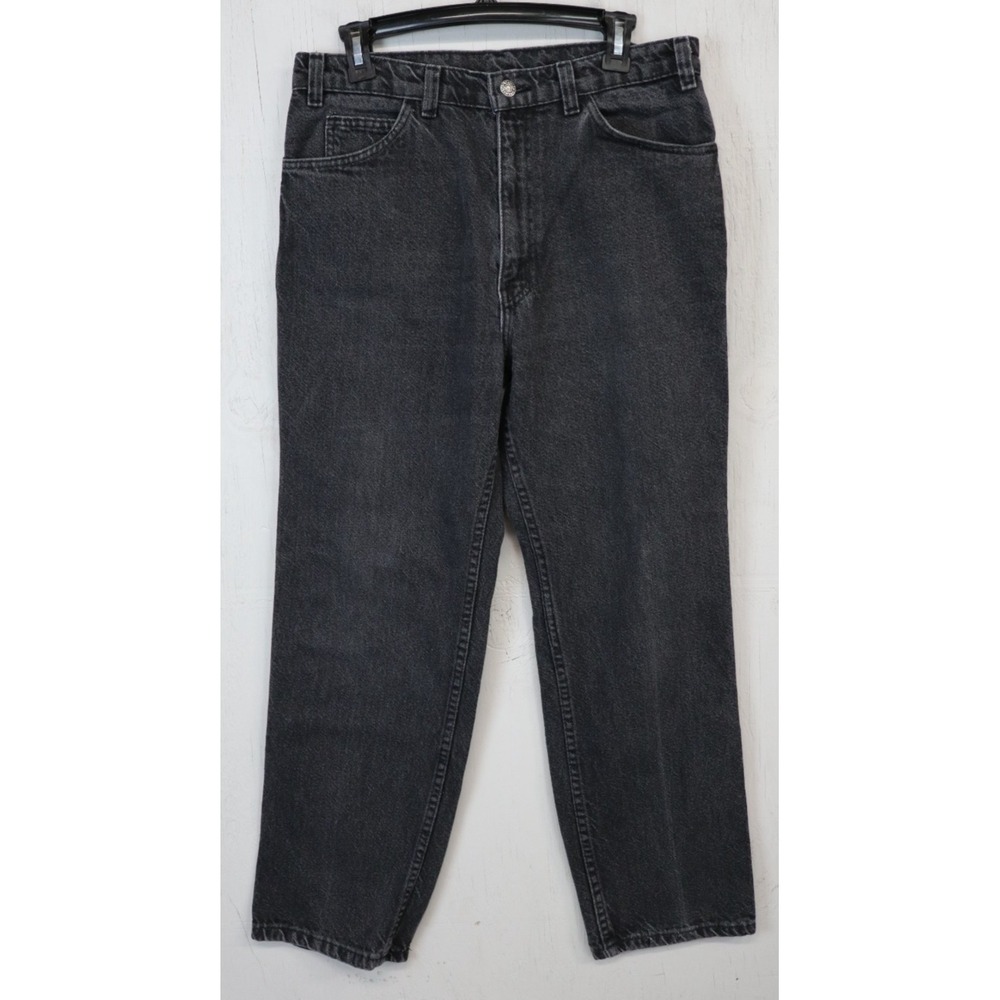 Mens Levis Vintage Black Denim Jeans Pants Size 34x30 (Fits 32x29) Relaxed Y2K
